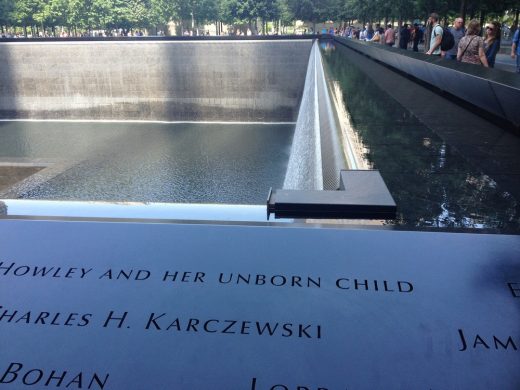 One World Trade Center National September 11 Memorial reflecting pool inscription