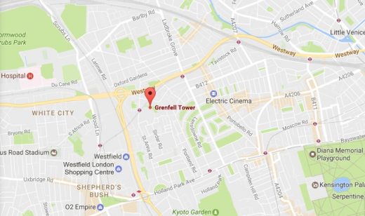 Grenfell Tower West London location