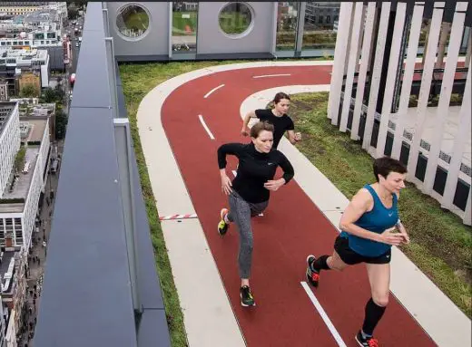 rooftop running track designed by AHMM on the White Collar Factory, London