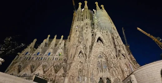 Sagrada Familia Barcelona building at night