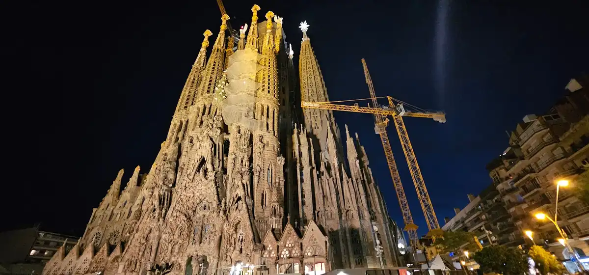 Sagrada Familia Barcelona building at night