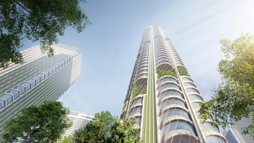 Urban Sequoia building design for absorbing carbon