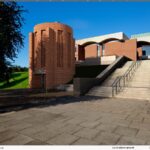 University of Sussex Library Circular lift tower and walkway UK