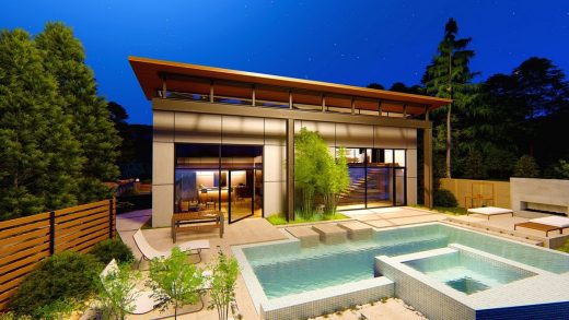 Modern pool house garden landscape