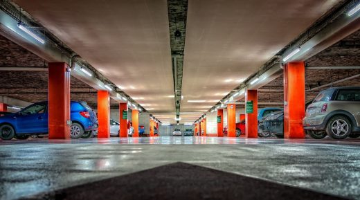 Car park concrete resurfacing with epoxy flooring cars