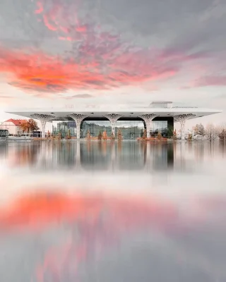 Modern Lublin railway station building Poland